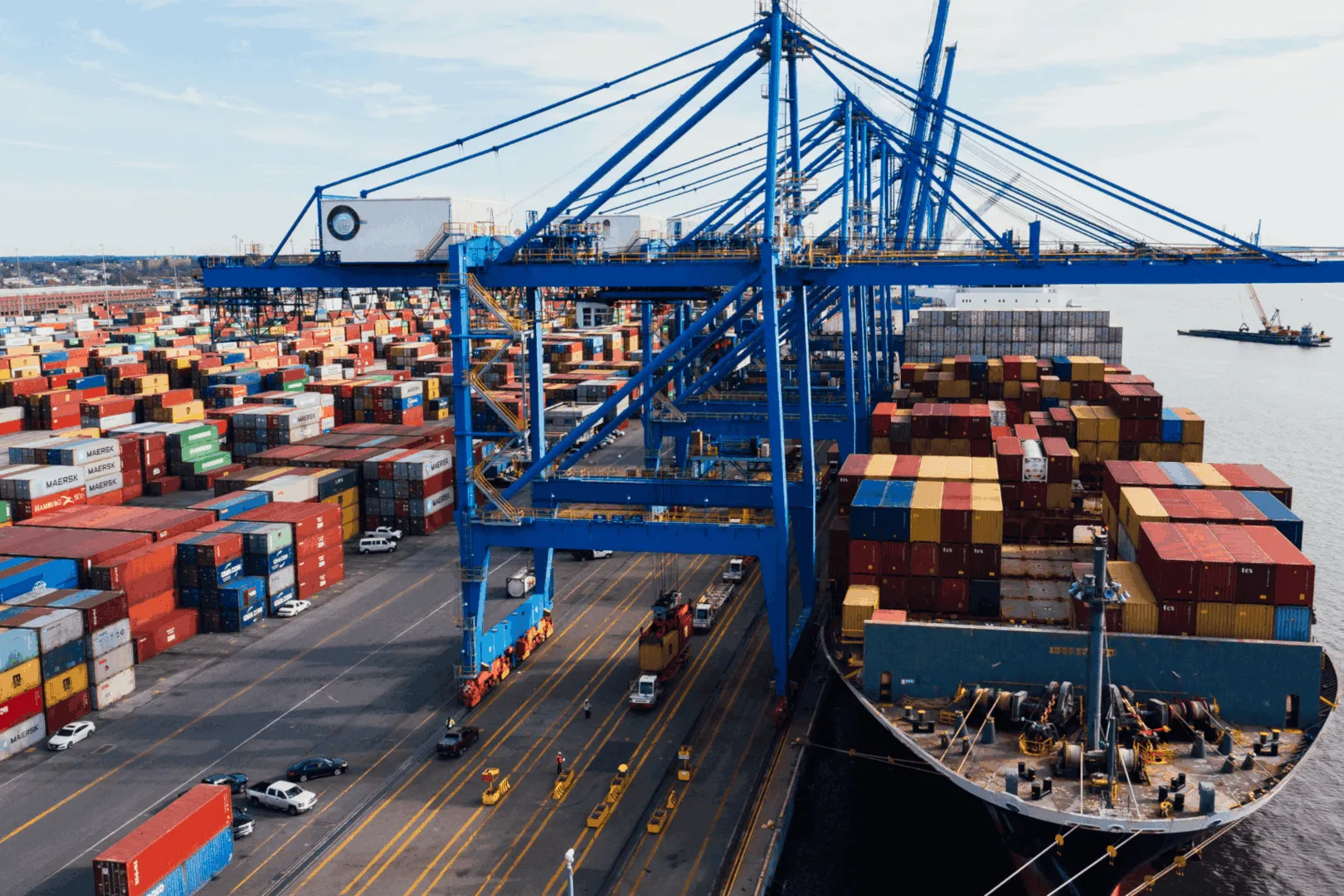Modern logistics warehouse with advanced automation